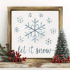 1 Piece 'Let It Snow' Wooden Frame Wall Decoration - Vintage Christmas Decor With Snowflake And Pine Tree Patterns, 8x8inch  Wood Artwork, No Electricity Required, Festive Home Decor