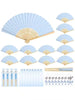 3-60pcs Elegant Folding Hand Fan Set, Includes Thank You Card And Gift Bag, Bamboo Bridal Hand Fan, Suitable As Bridesmaid Gift And Wedding Decor, Perfect For Parties, Events, And Summer Accessory, 1pc